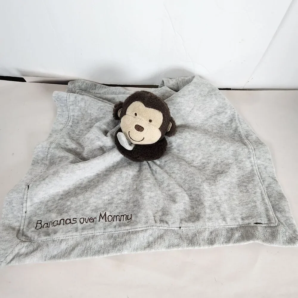 Carters Unisex Lovey Monkey Bananas Over Mommy Rattle Toy Satin Back Plush Brown